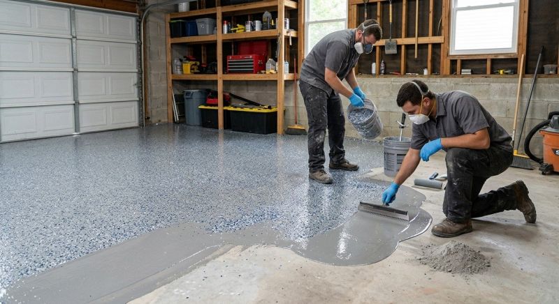 Speckled Garage Floor Painting in Winston Salem, NC