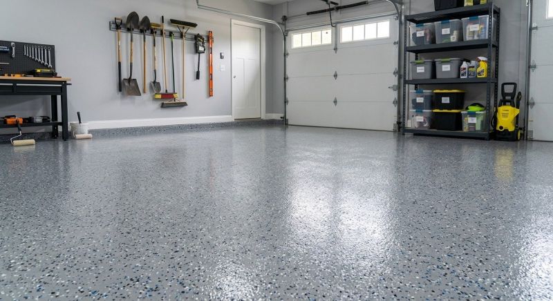 Speckled Garage Floor Painting in Greensboro, NC